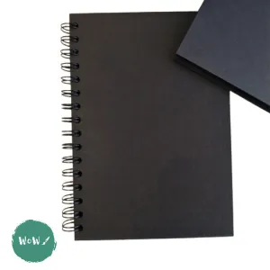 Hard Back Sketchbook SPIRAL Bound, Black Paper - 350gsm ,  20 sheets- A4 Portrait