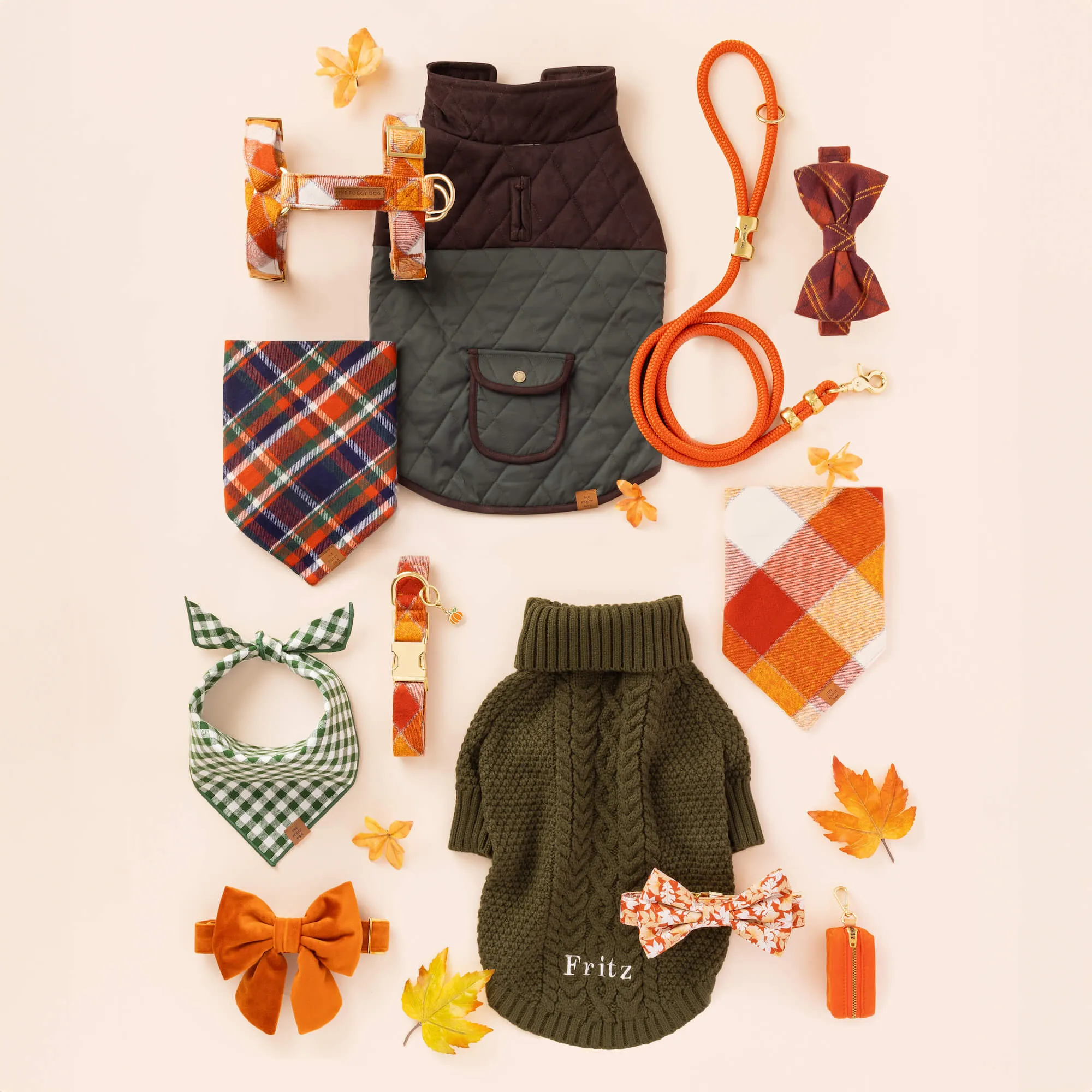 Heather Taylor Home x TFD Mini Gingham Hunter Green Dog Bandana