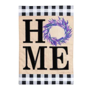 HOME Lavender Wreath House Burlap Flag,13b9626