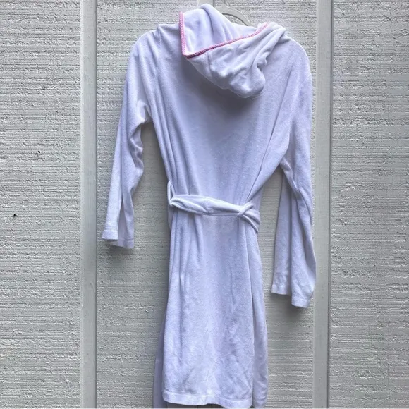 Hooded Ralph Lauren Polo Robe White Terry Belted Pink Plaid Pony Prep