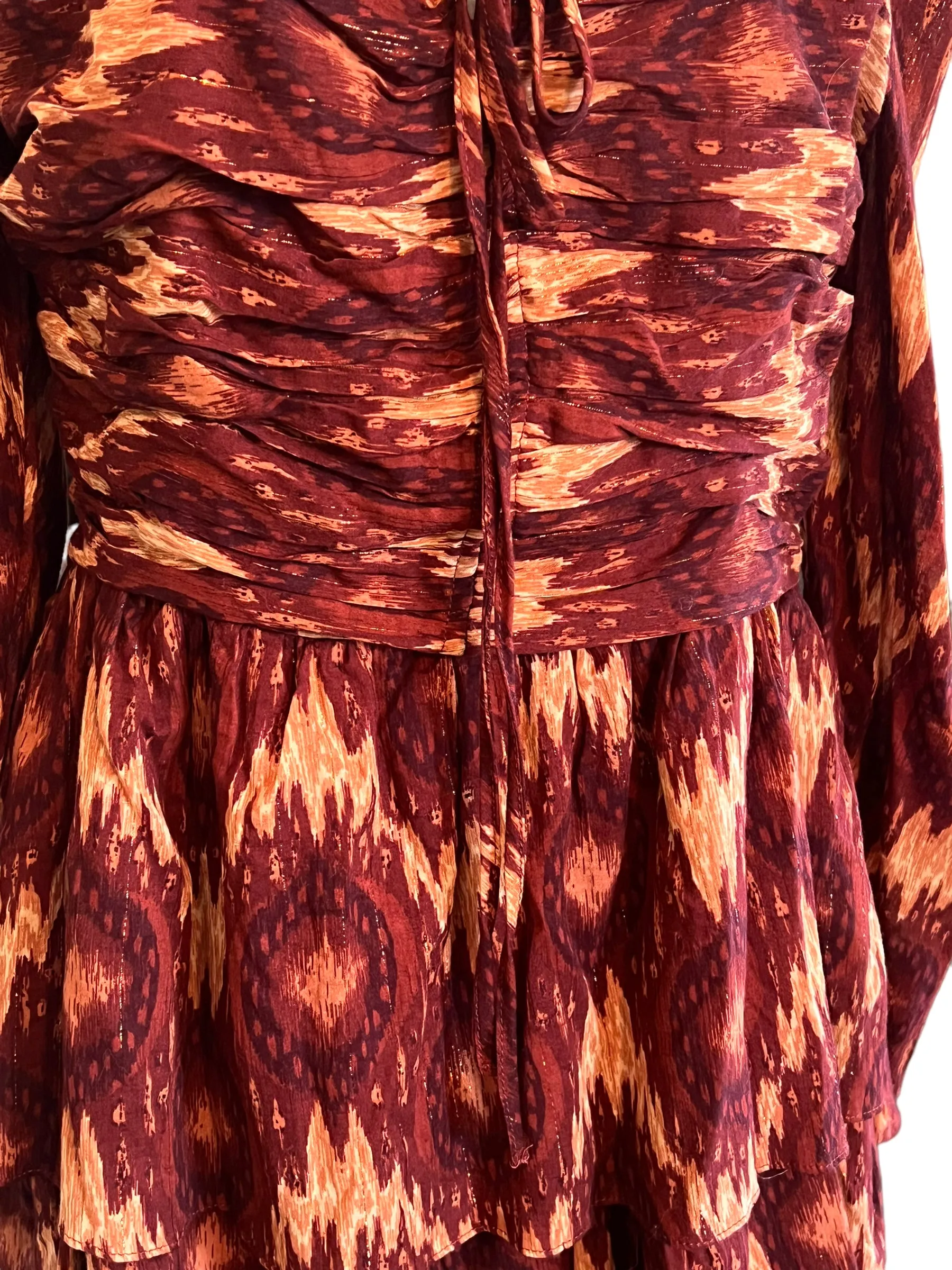 House of Harlow 1960 Size L Burgundy Ikat Print Dress