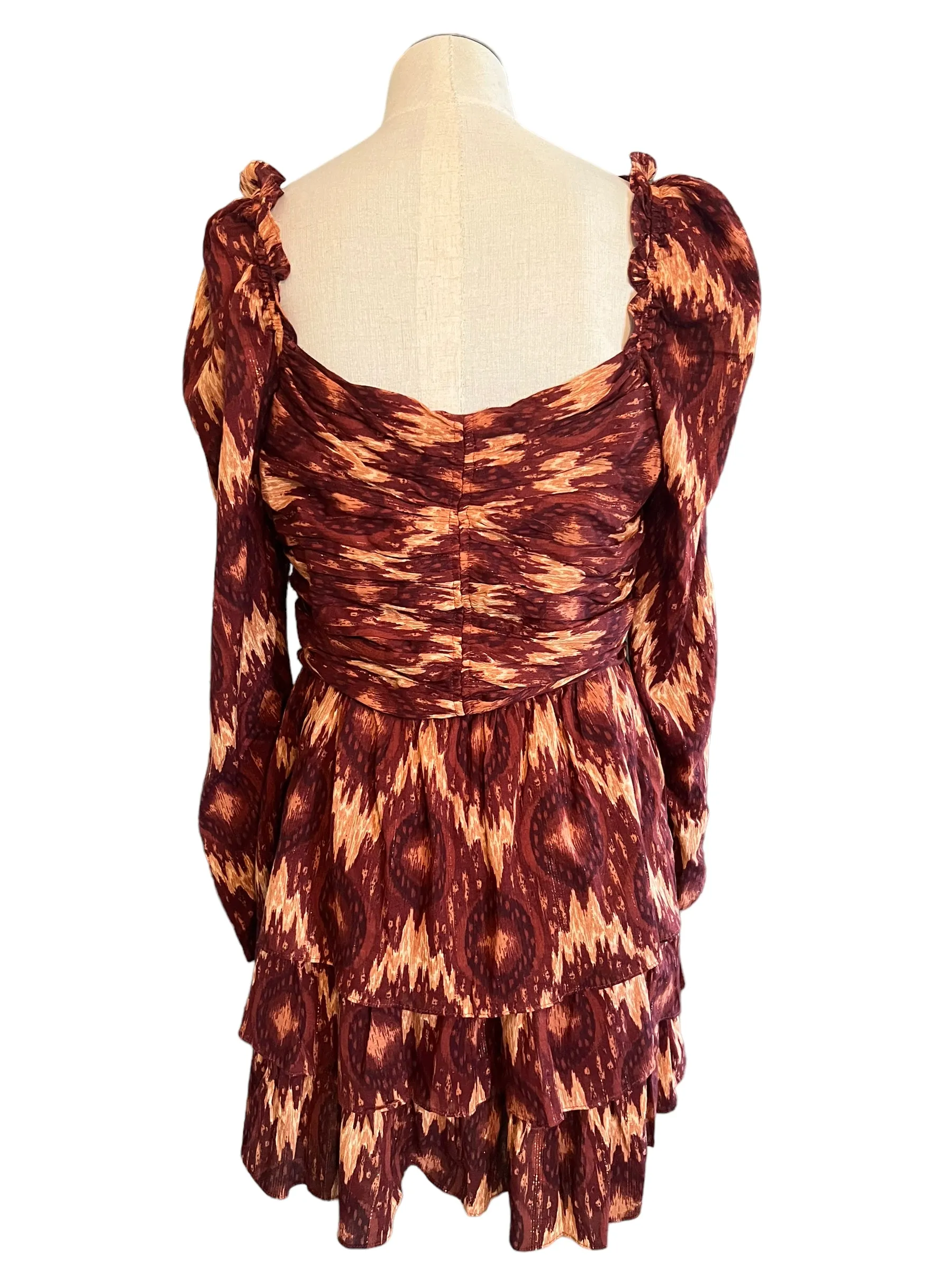 House of Harlow 1960 Size L Burgundy Ikat Print Dress