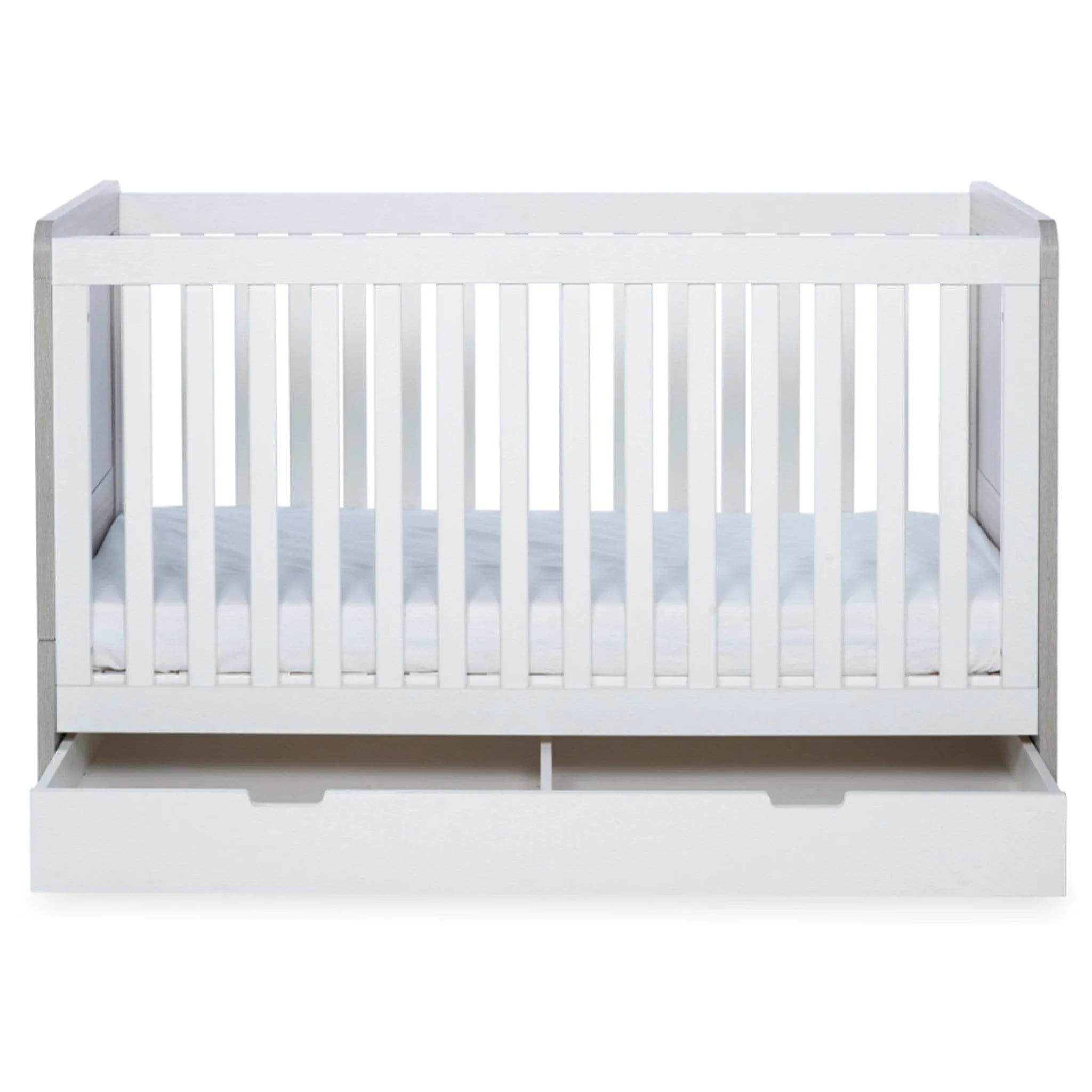 Ickle Bubba Pembrey Cotbed & Under Drawer Ash Grey & White