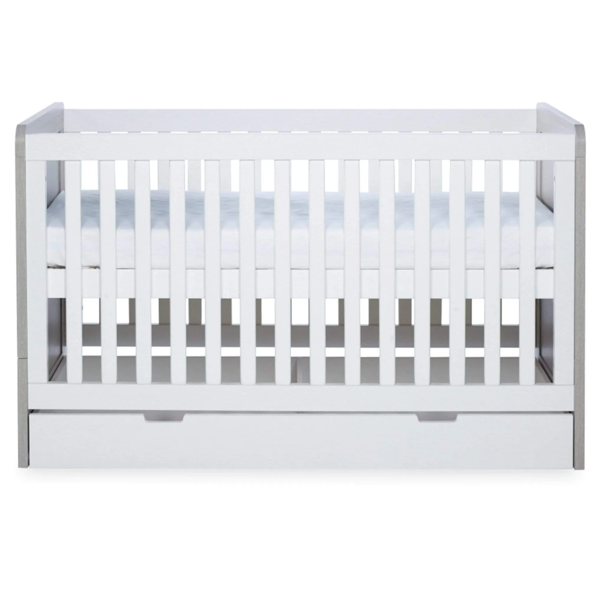 Ickle Bubba Pembrey Cotbed & Under Drawer Ash Grey & White