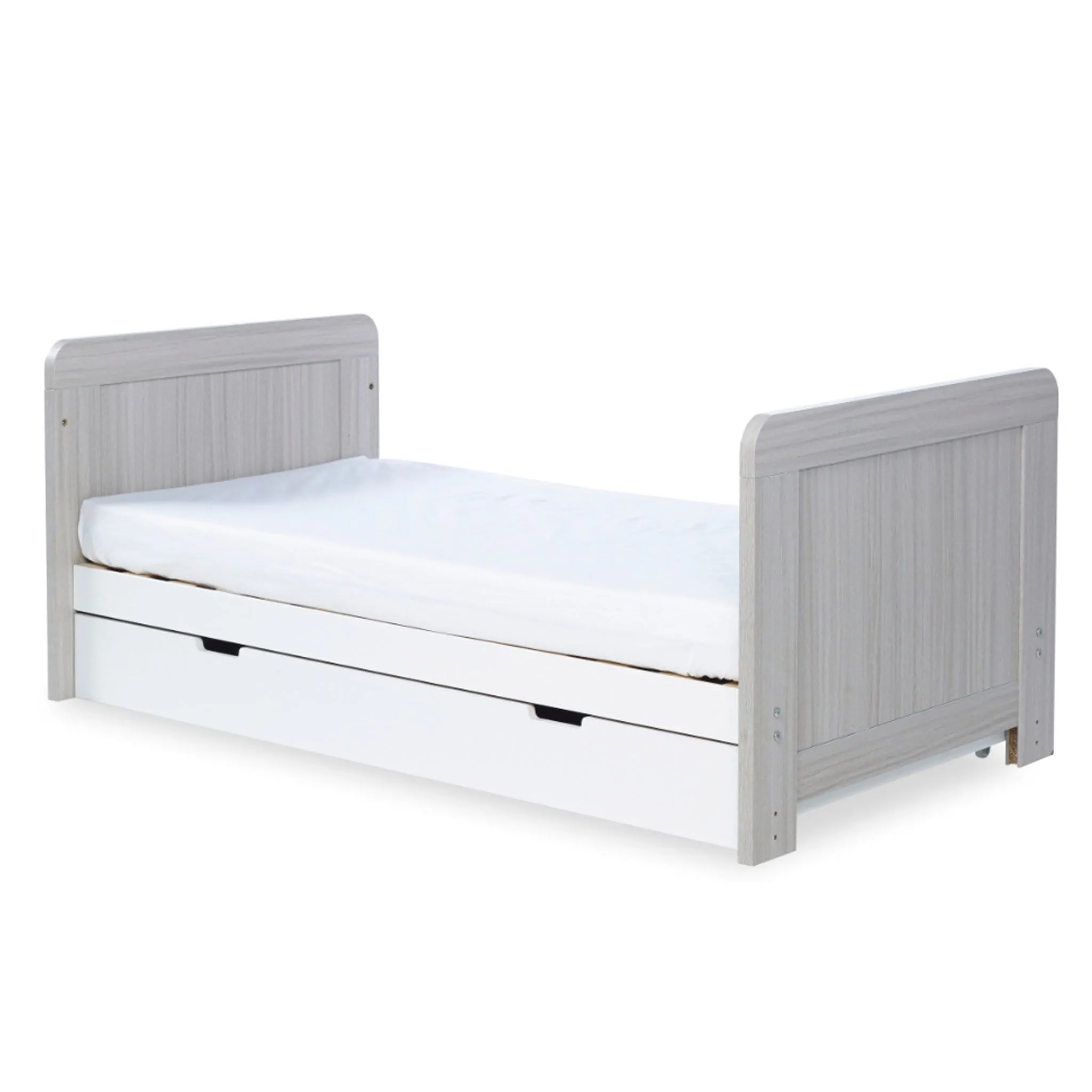 Ickle Bubba Pembrey Cotbed & Under Drawer Ash Grey & White