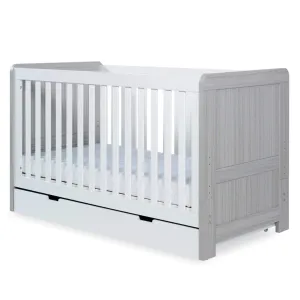 Ickle Bubba Pembrey Cotbed & Under Drawer Ash Grey & White
