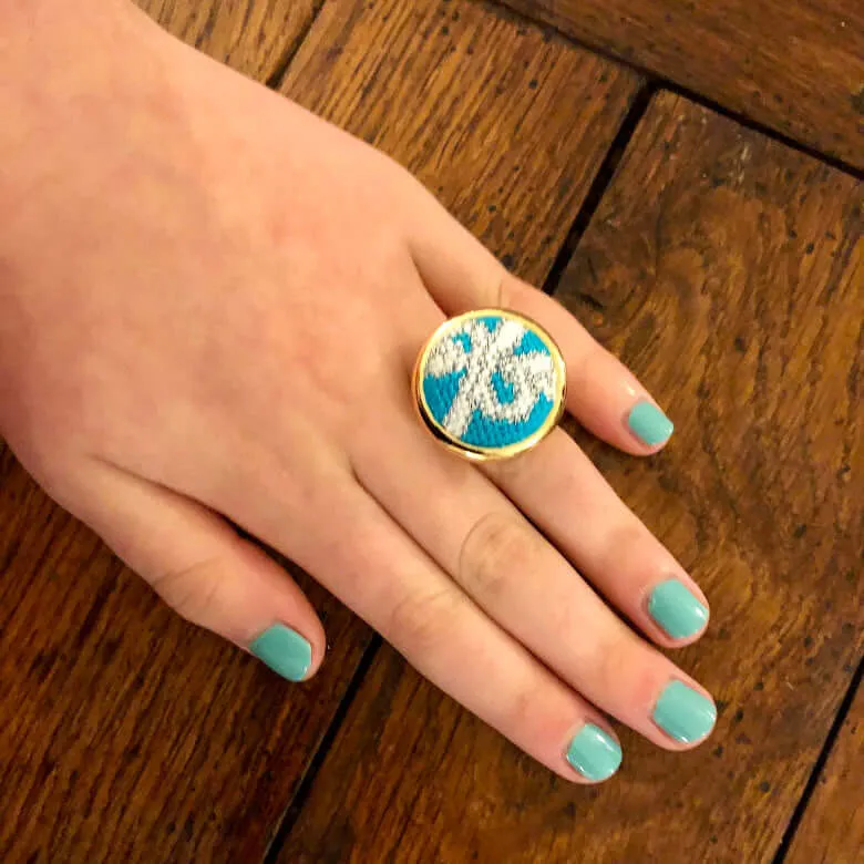 Iconic Blue Box Needlepoint Ring