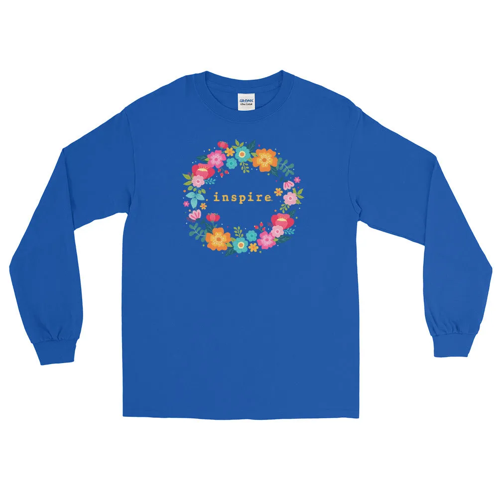 inspire Floral Wreath Unisex Long Sleeve Shirt