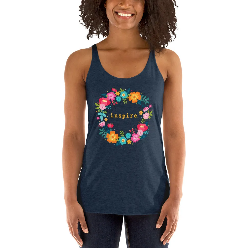 inspire Floral Wreath Women's Racerback Tank