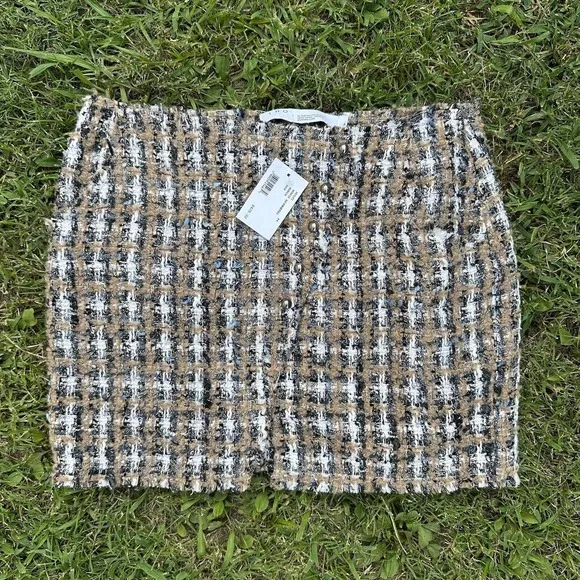 IRO Womens Skirt Size 44 Hunch Brown‎ Textured Front Pockets Pencil Mini Tweed
