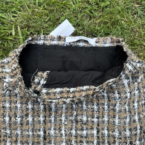 IRO Womens Skirt Size 44 Hunch Brown‎ Textured Front Pockets Pencil Mini Tweed