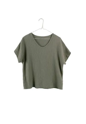It Is Well L.A. - Short Sleeve Gauze Top (Olive)