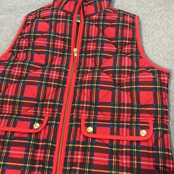J Crew Quilted Excursion Vest Small Plaid Outdoor Preppy Academia Gorpcore
