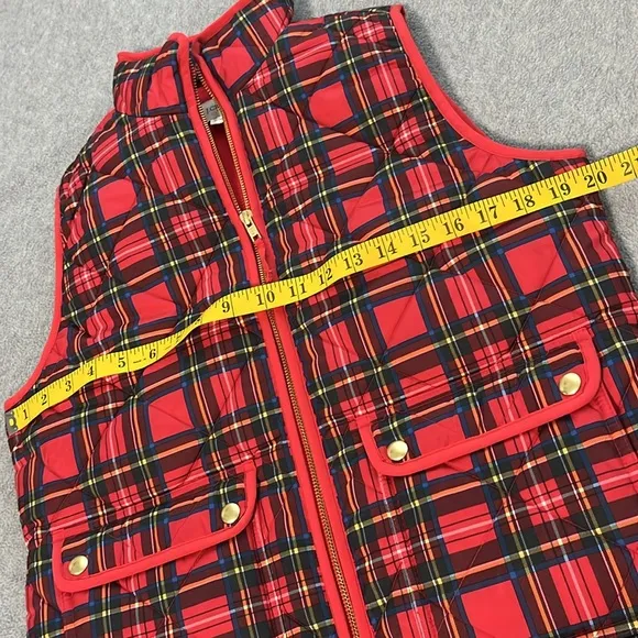 J Crew Quilted Excursion Vest Small Plaid Outdoor Preppy Academia Gorpcore
