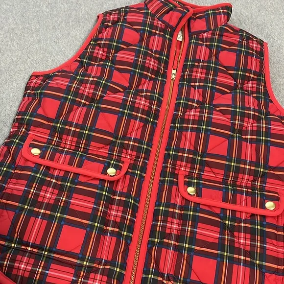J Crew Quilted Excursion Vest Small Plaid Outdoor Preppy Academia Gorpcore