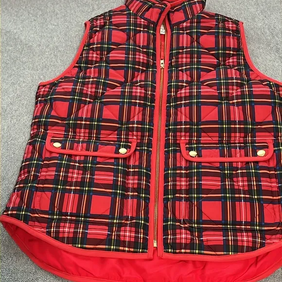 J Crew Quilted Excursion Vest Small Plaid Outdoor Preppy Academia Gorpcore