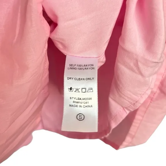 J. MARIE The Pricilla Dress Pink Ruffle Embroidered Mexican Oaxcan Preppy Sz S