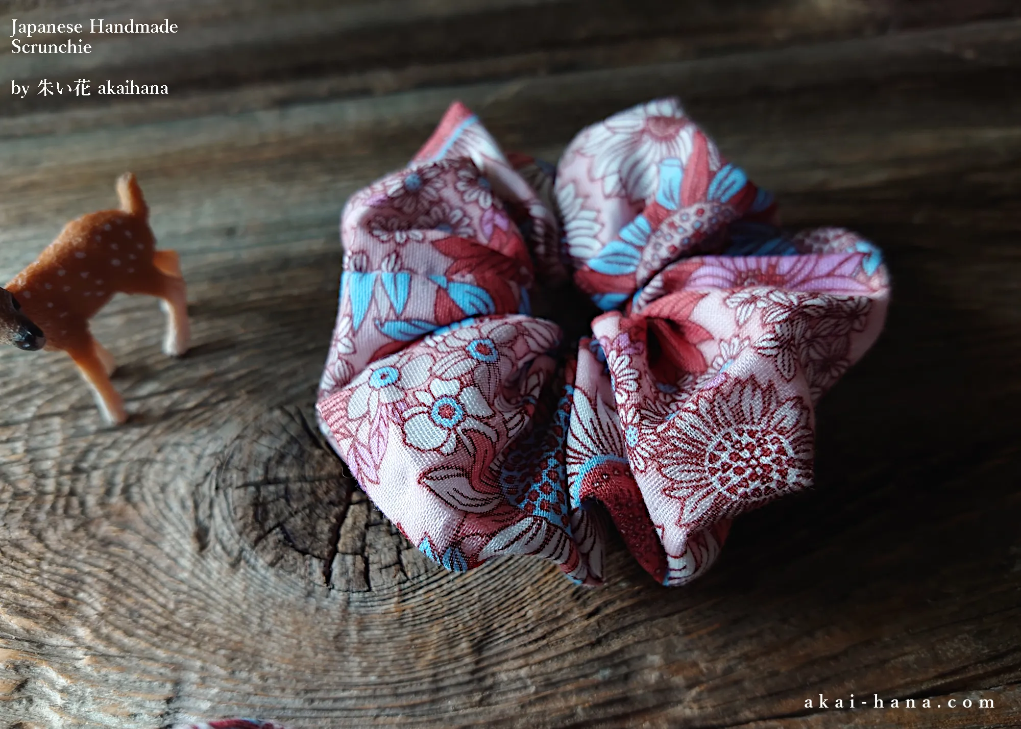 Japanese Handmade Double Gauze Scrunchies,  Flower Garden Pink ⦿scjf0080
