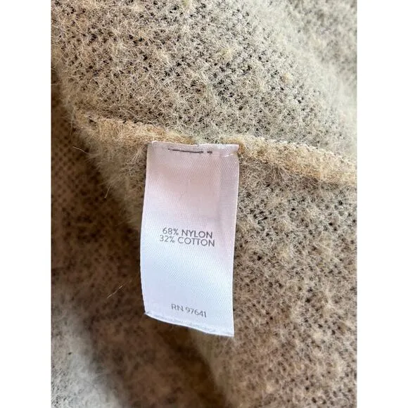 J.Jill Plaid Open Front Long Cardigan Duster Sweater Large Cream Baggy Preppy