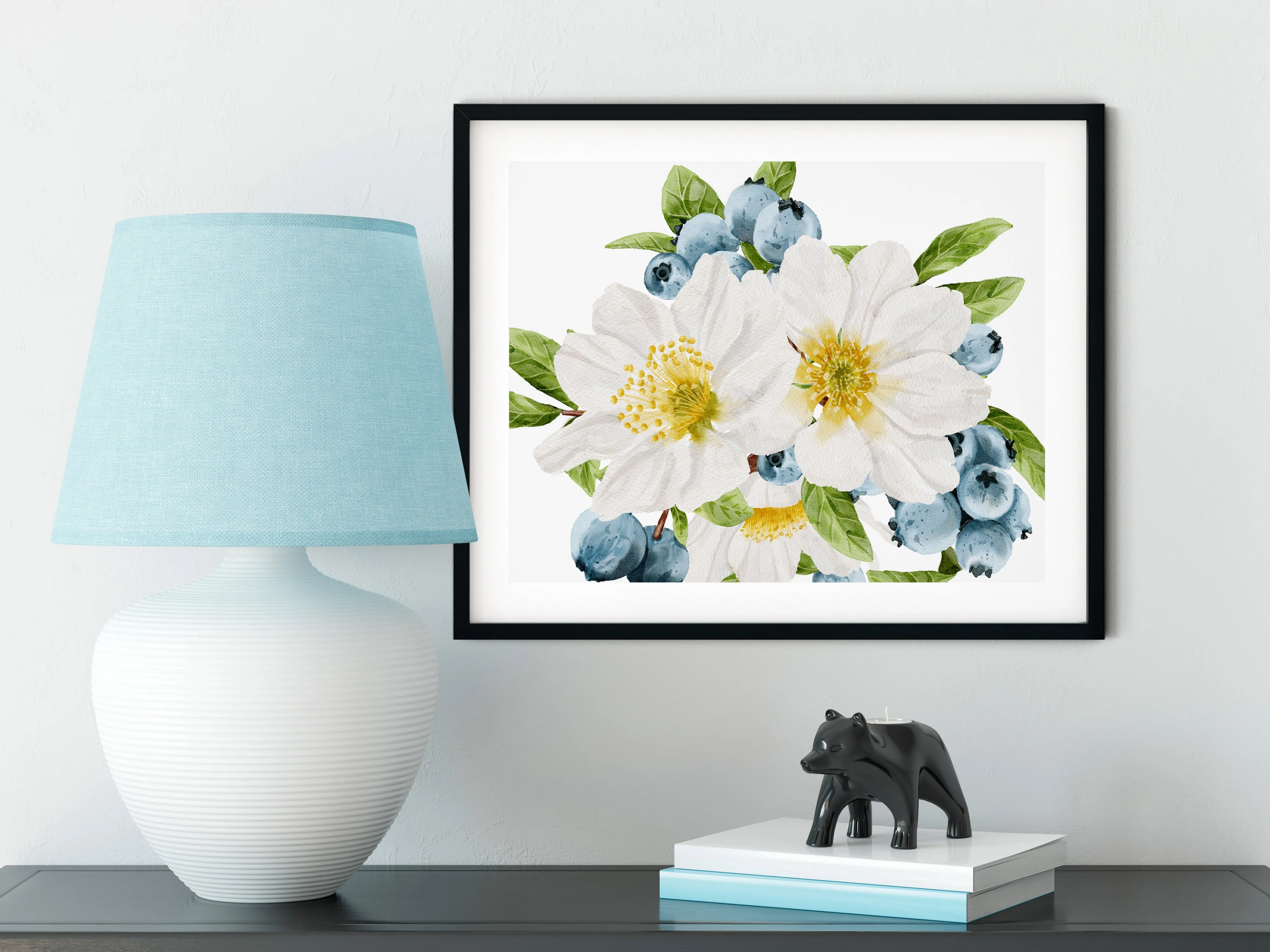 Kitchen Decor: Beautiful floral art print featuring white flowers and greenery, perfect for livening up kitchens and thoughtful gifts! | Preppy Coastal Collection