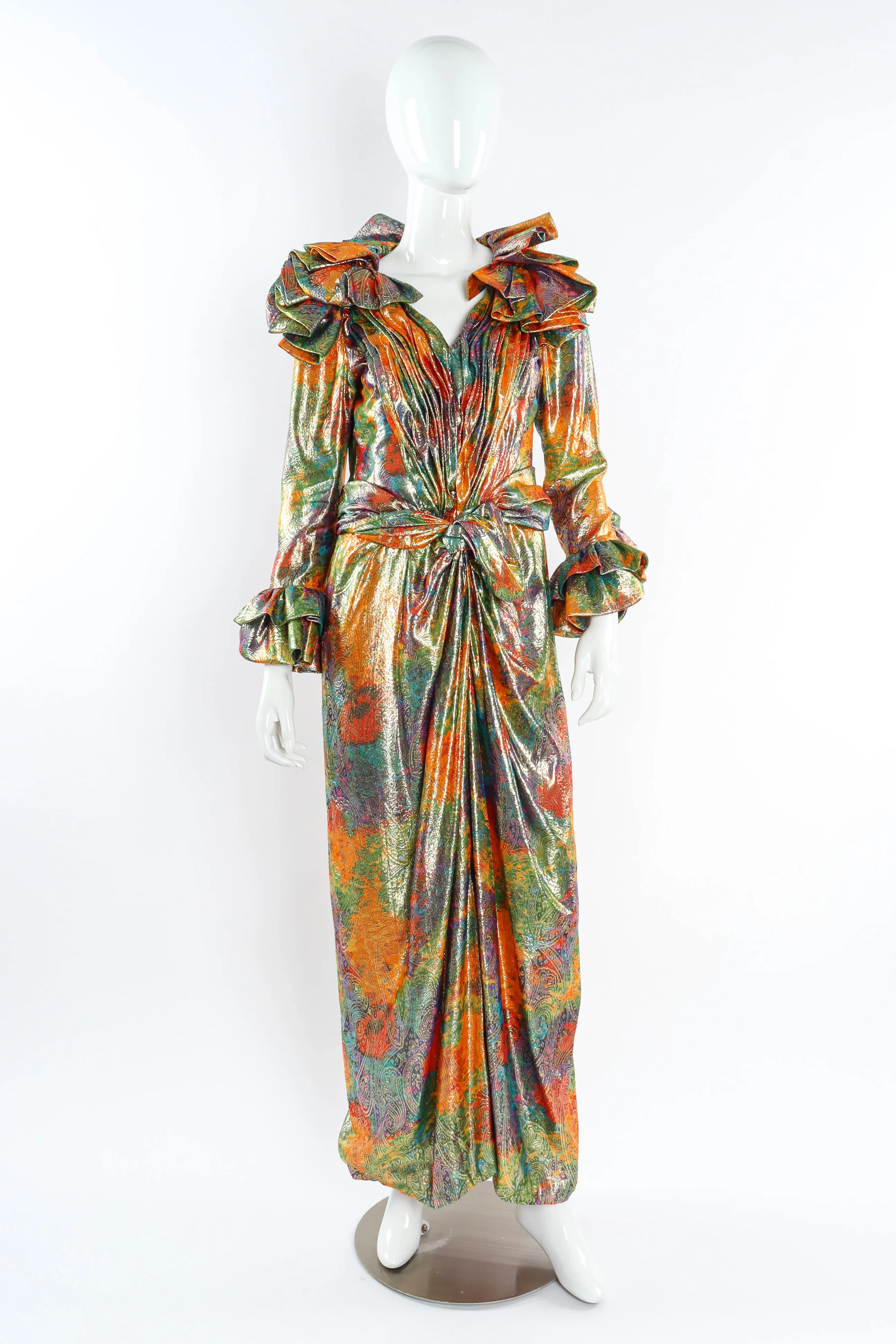 Lamé Fleur Ruffle Dress