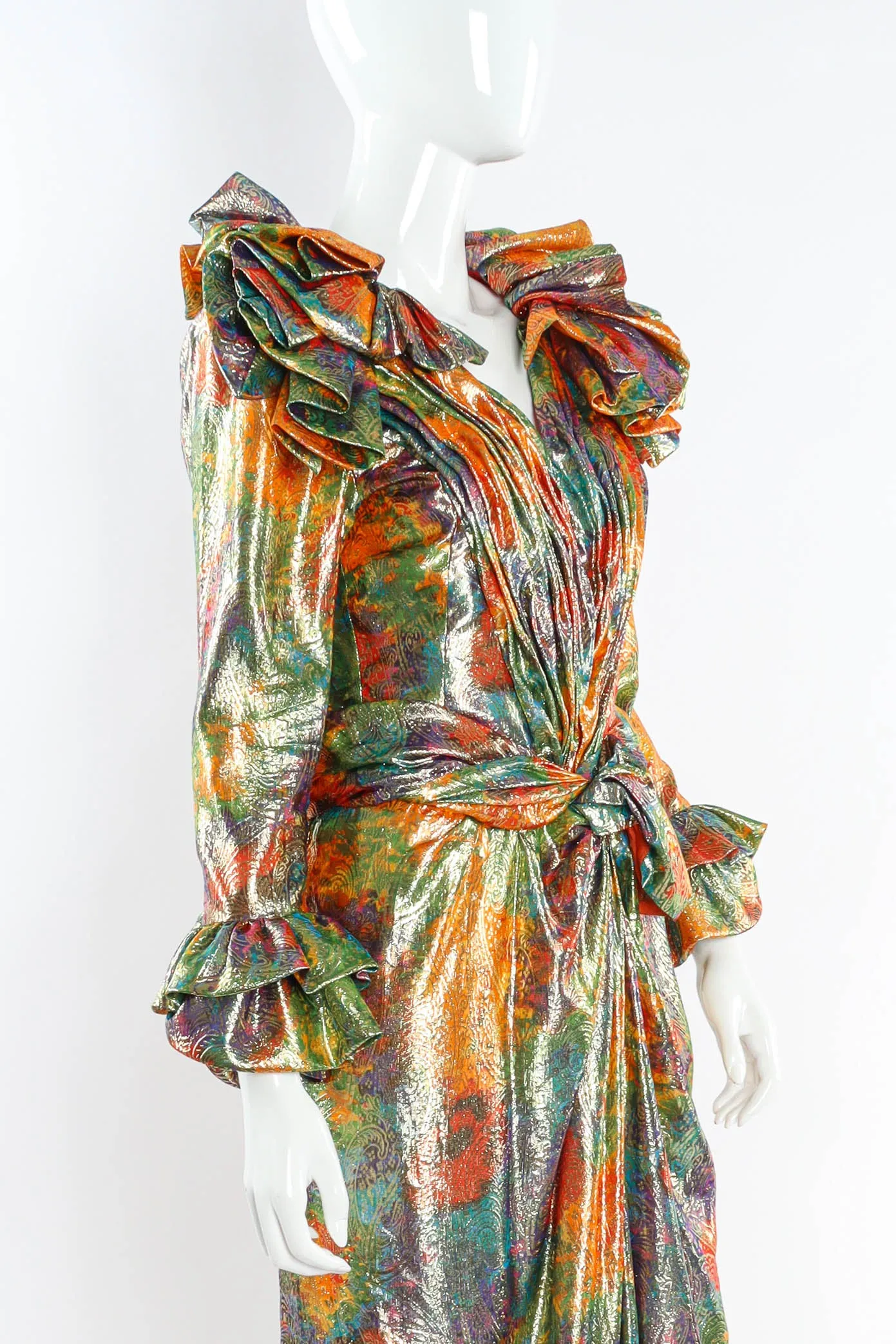 Lamé Fleur Ruffle Dress