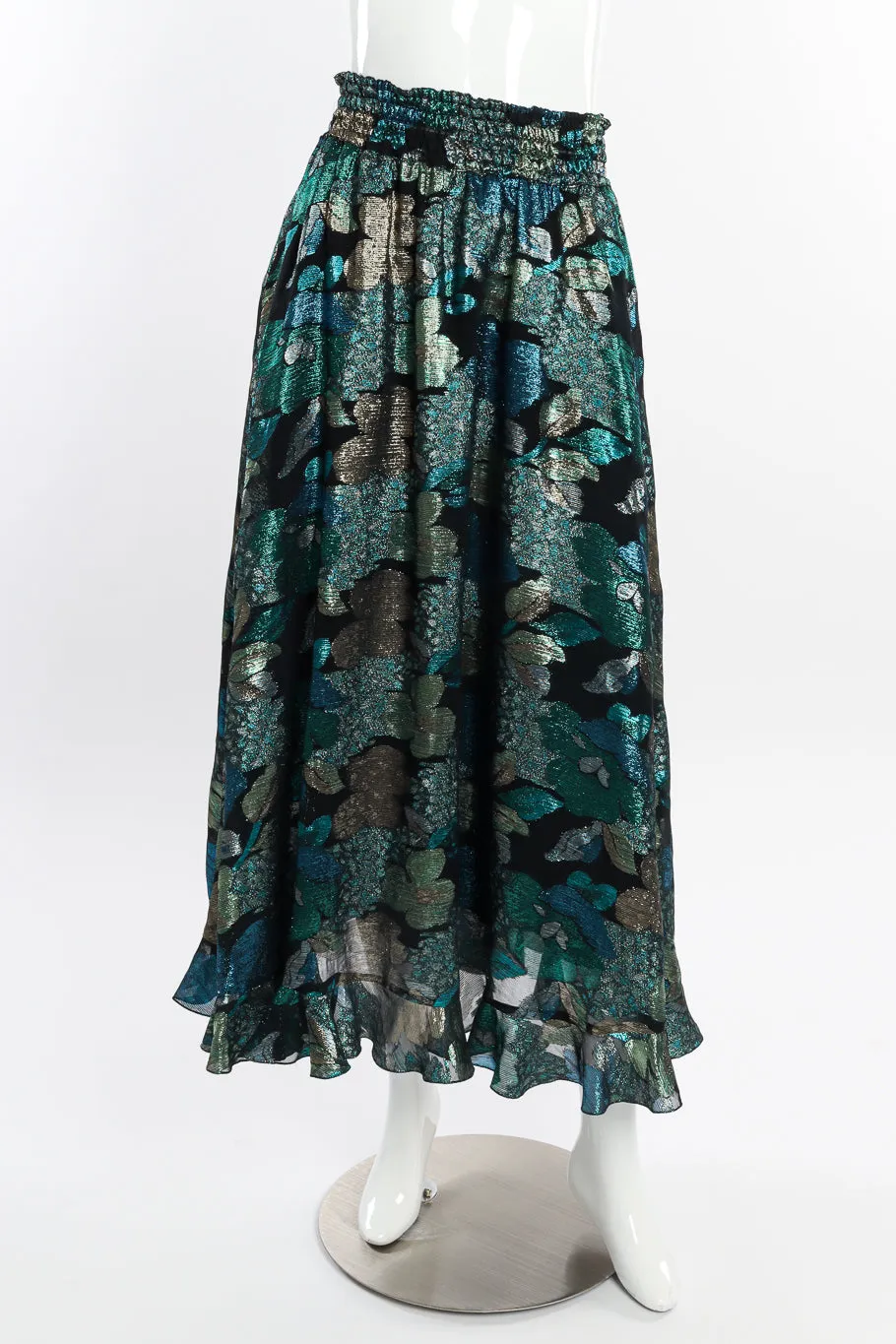 Lamé Ruffle Blouse & Skirt Set