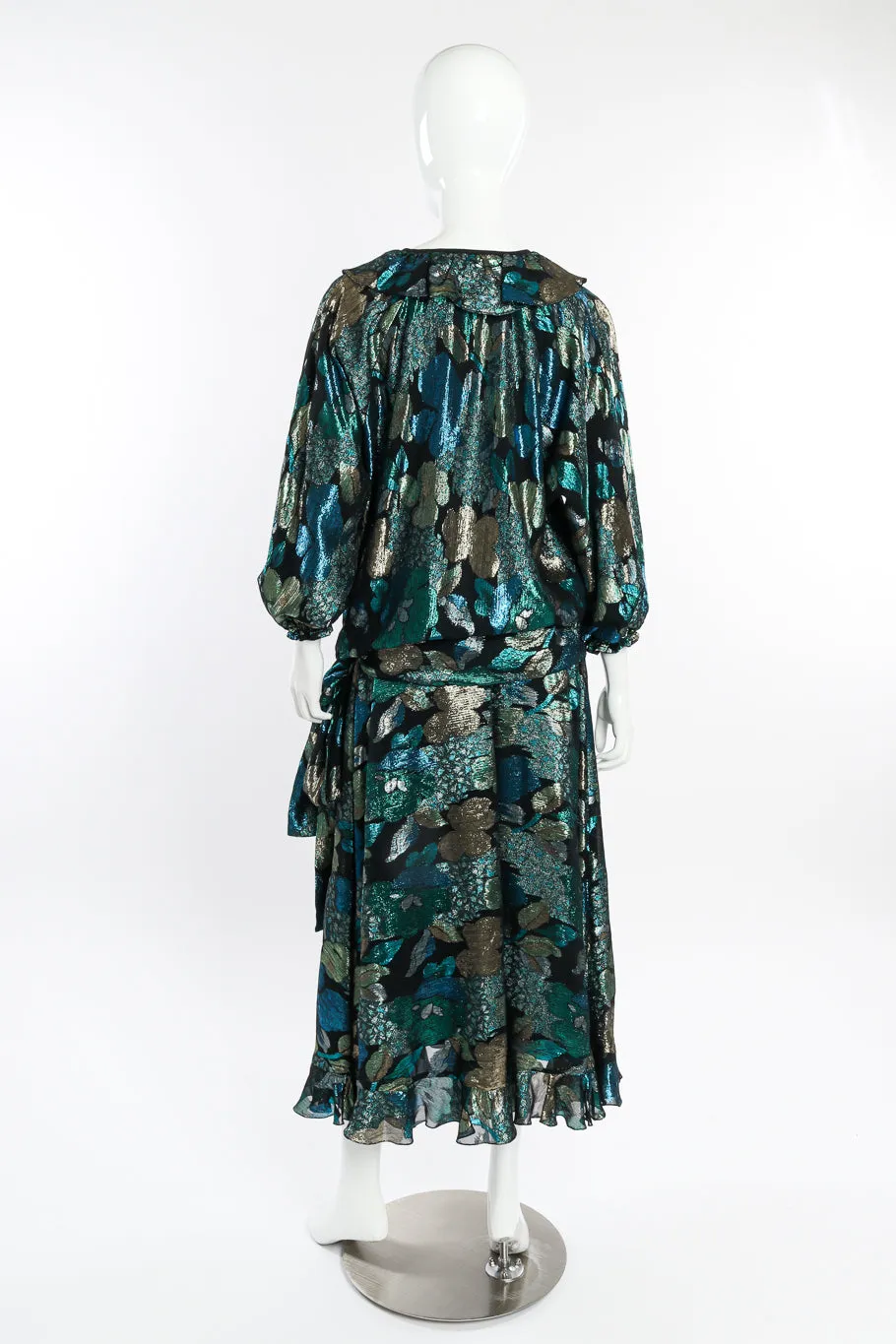 Lamé Ruffle Blouse & Skirt Set