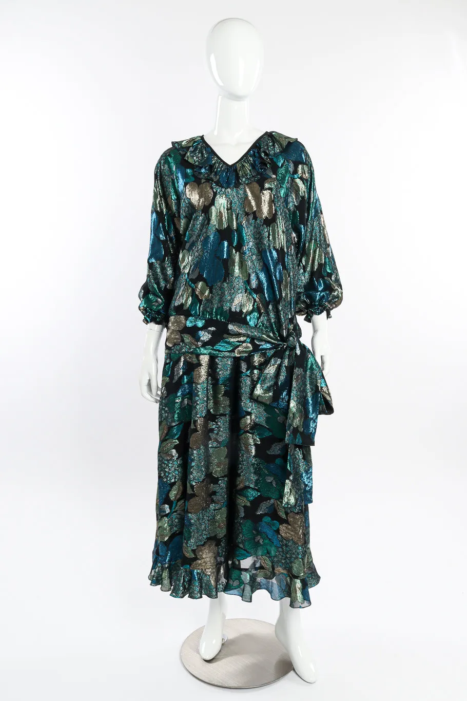 Lamé Ruffle Blouse & Skirt Set