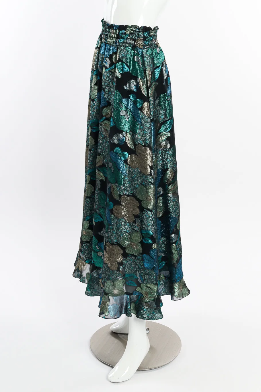 Lamé Ruffle Blouse & Skirt Set