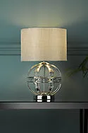 Laura Ashley LA3742828-Q Aiden Glass & Polished Chrome Globe Table Lamp with Shade