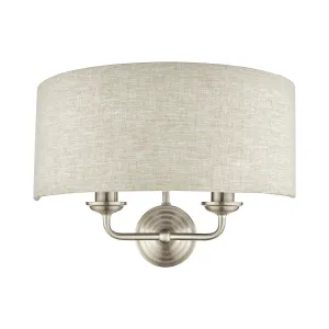 Laura Ashley Sorrento Brushed Chrome 2 Light LA3727712-Q   Wall Light with Natural Shade