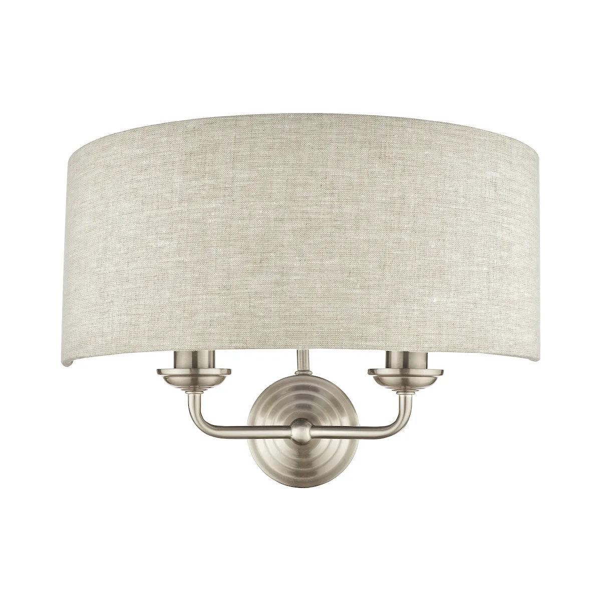 Laura Ashley Sorrento Brushed Chrome 2 Light LA3727712-Q   Wall Light with Natural Shade