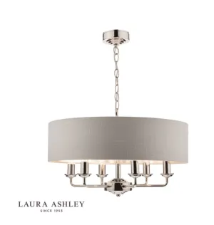 Laura Ashley Sorrento Polished Nickel 6 Light LA3668938-Q   Armed Fitting Ceiling Light with Silver Shade