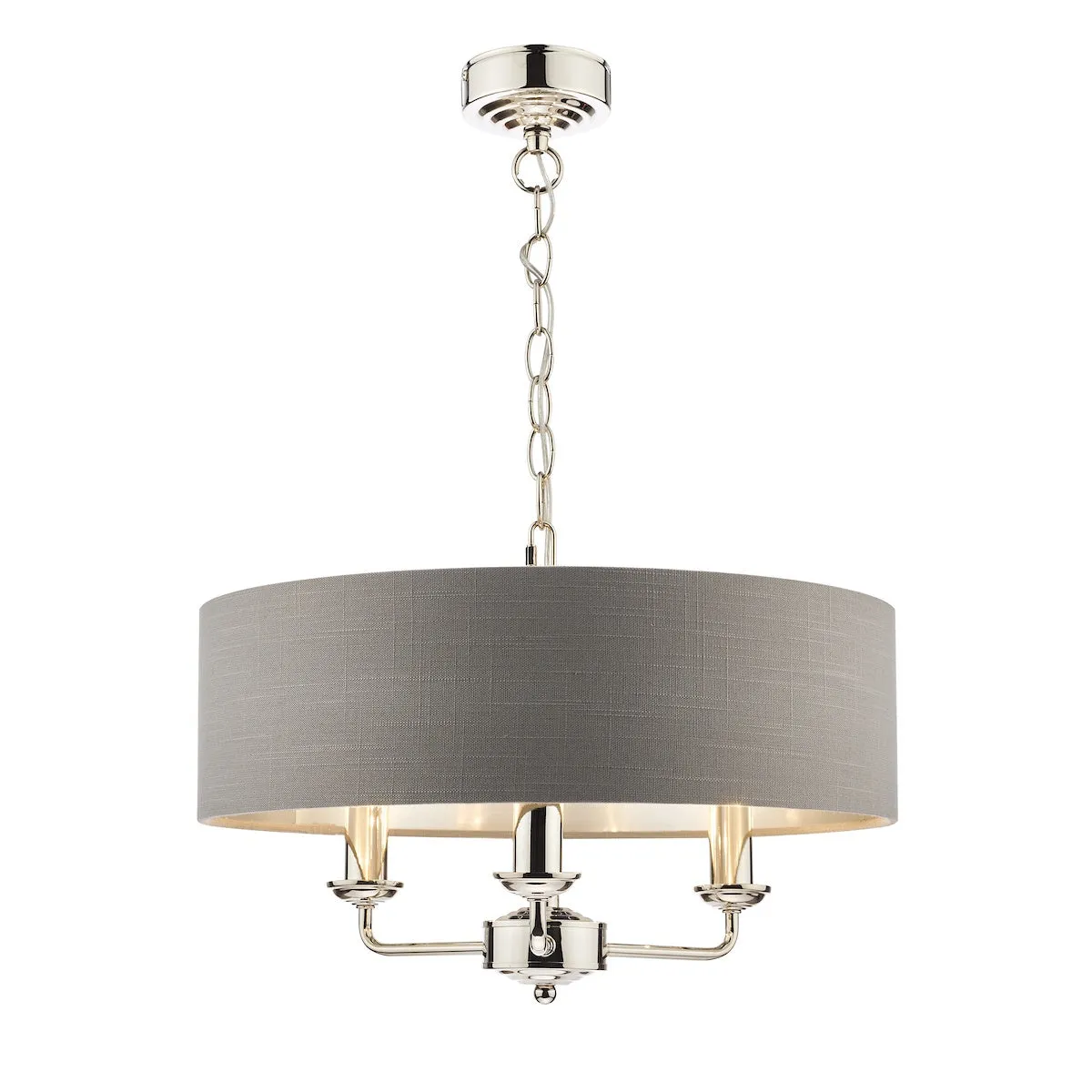 Laura Ashley Sorrento Polished Nickel LA3688867-Q 3 Light Armed Fitting Ceiling Light with Charcoal Shade