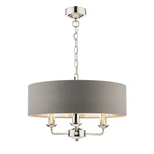 Laura Ashley Sorrento Polished Nickel LA3688867-Q 3 Light Armed Fitting Ceiling Light with Charcoal Shade