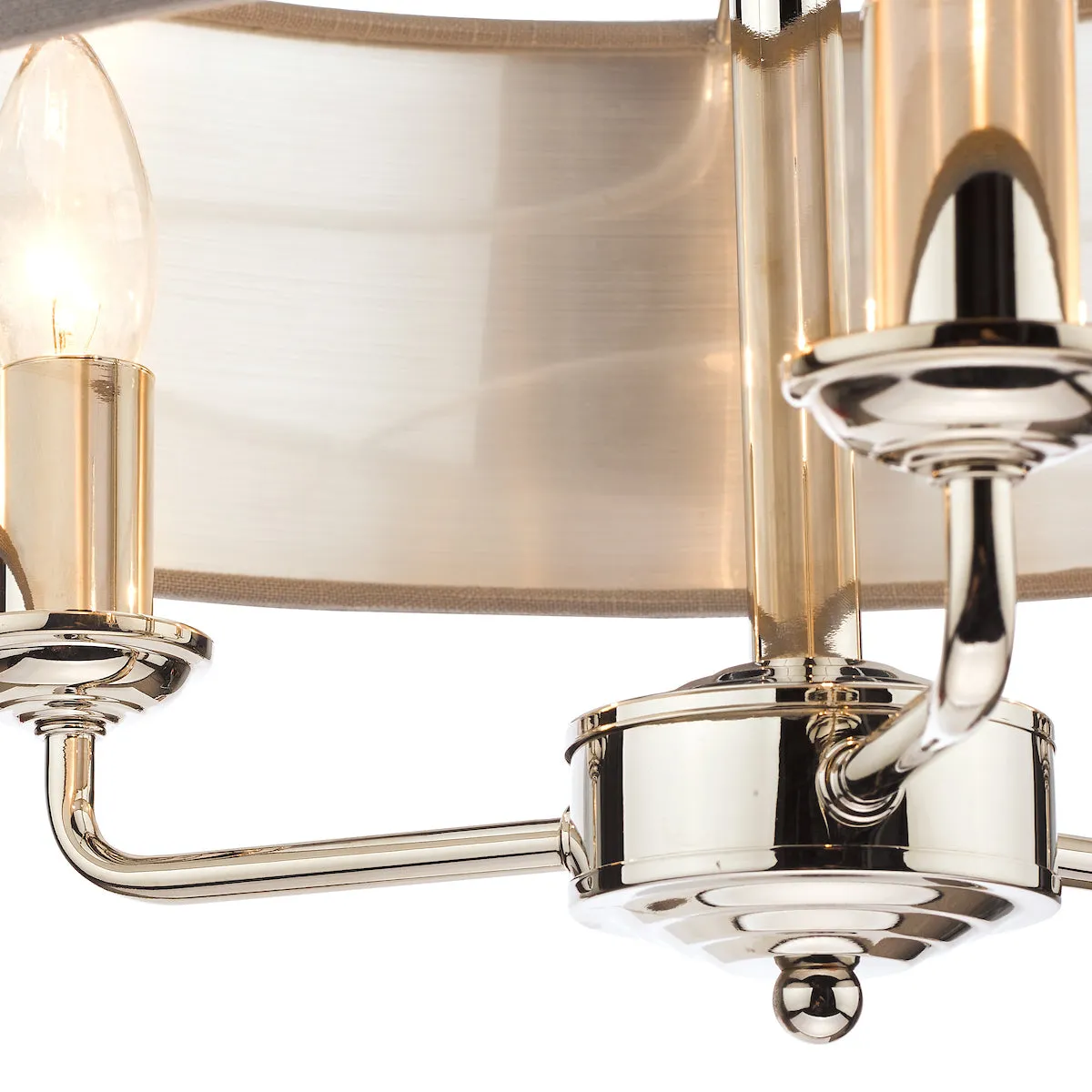 Laura Ashley Sorrento Polished Nickel LA3688867-Q 3 Light Armed Fitting Ceiling Light with Charcoal Shade