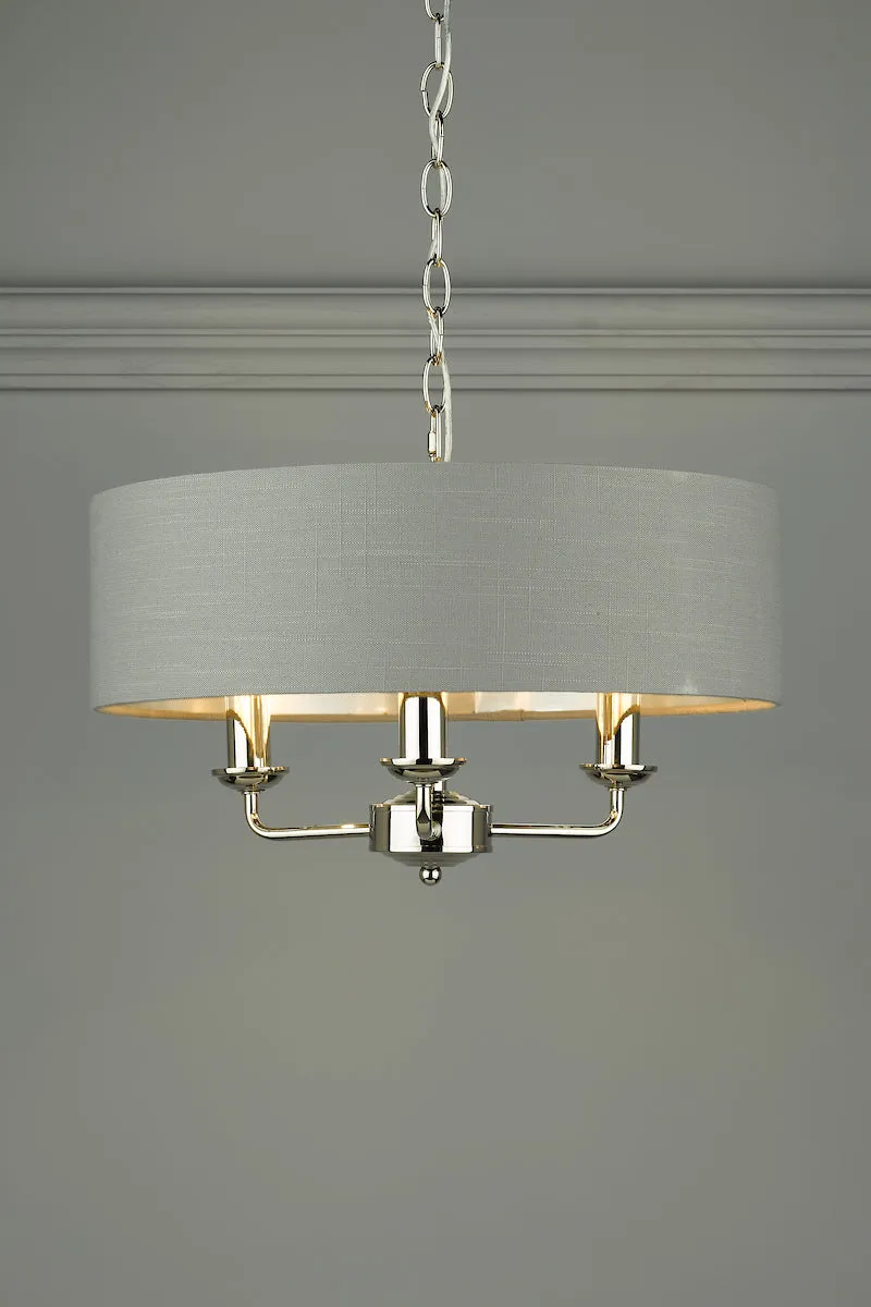 Laura Ashley Sorrento Polished Nickel LA3688867-Q 3 Light Armed Fitting Ceiling Light with Charcoal Shade