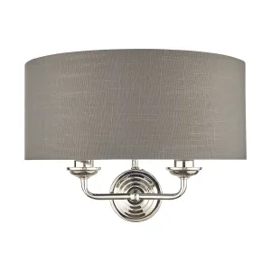 Laura Ashley Sorrento Polished Nickel LA3727711-Q  2 Light Wall Light with Charcoal Shade