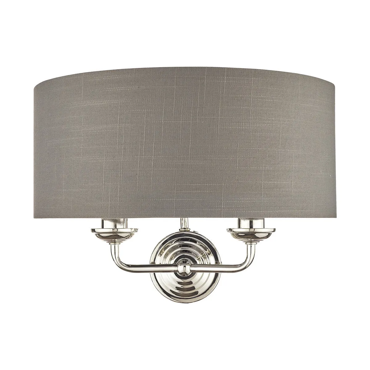 Laura Ashley Sorrento Polished Nickel LA3727711-Q  2 Light Wall Light with Charcoal Shade