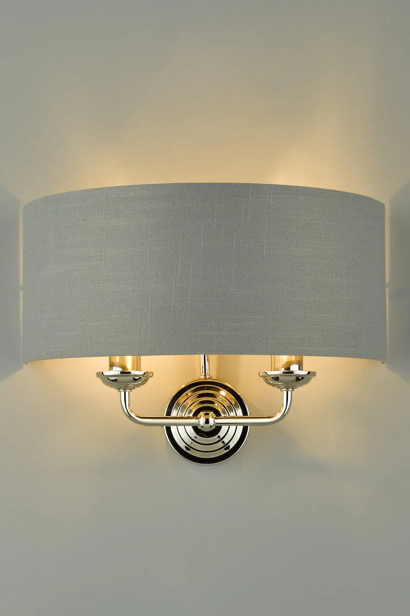 Laura Ashley Sorrento Polished Nickel LA3727711-Q  2 Light Wall Light with Charcoal Shade