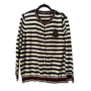 Lauren Ralph Lauren 2X monogram cardican gold buttons 100% Cotton