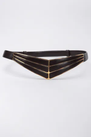 Leather V Shape Buckle Belt