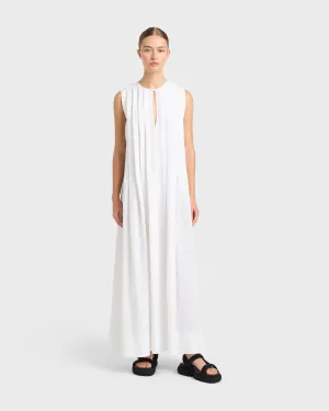 Leiden Pleat Front Maxi Dress - White