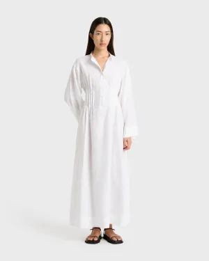 Leiden Pleated Caftan Dress - White