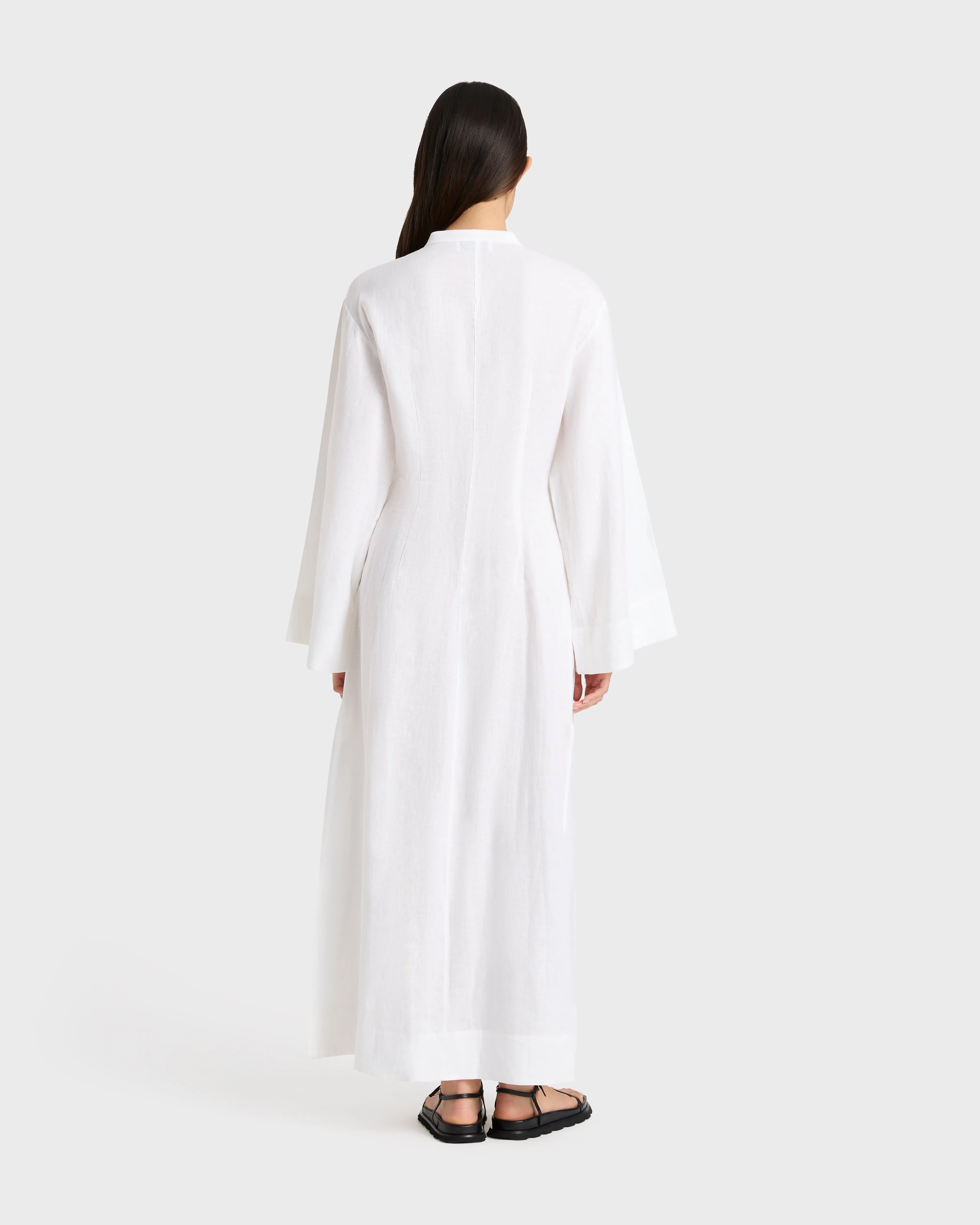 Leiden Pleated Caftan Dress - White