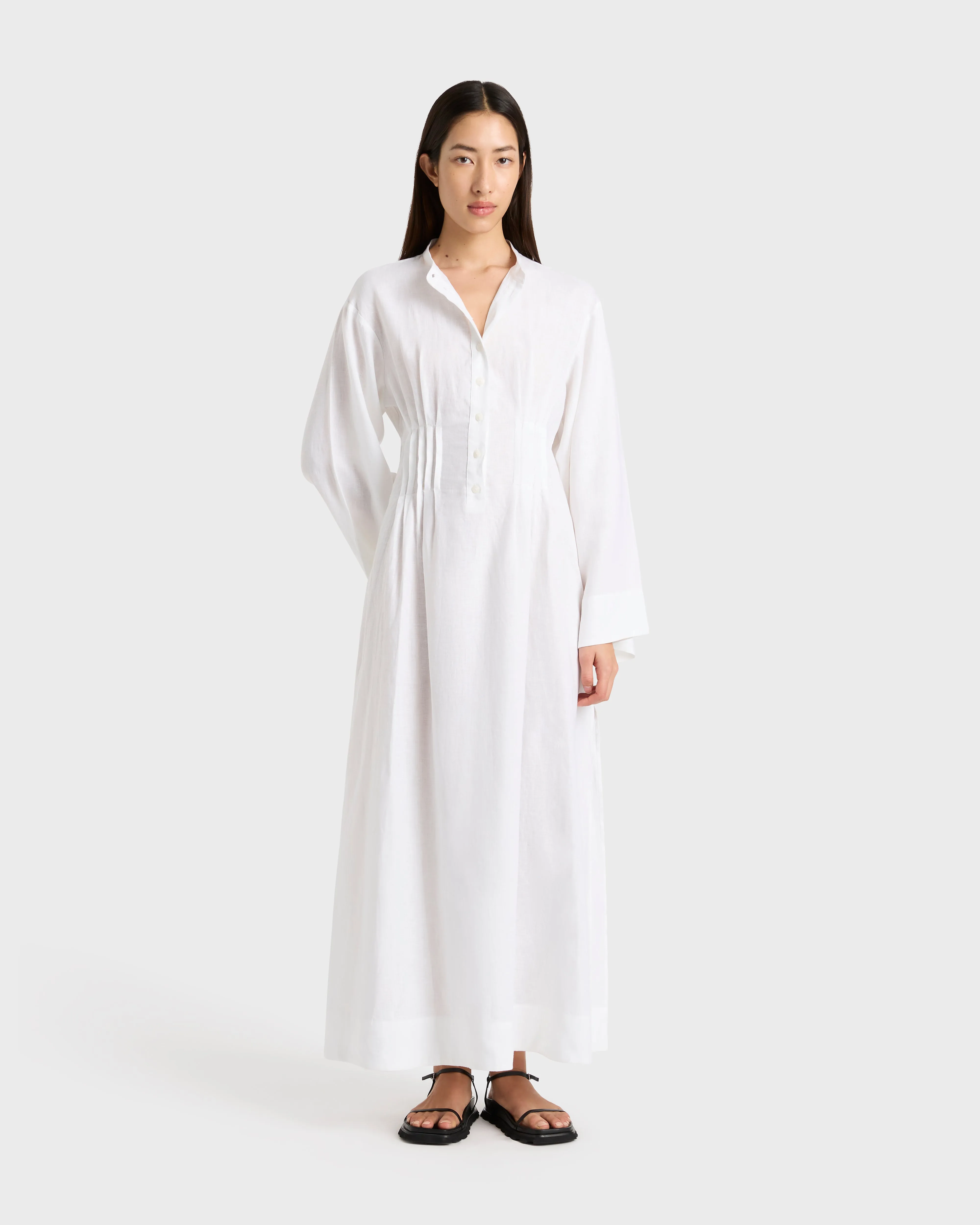 Leiden Pleated Caftan Dress - White