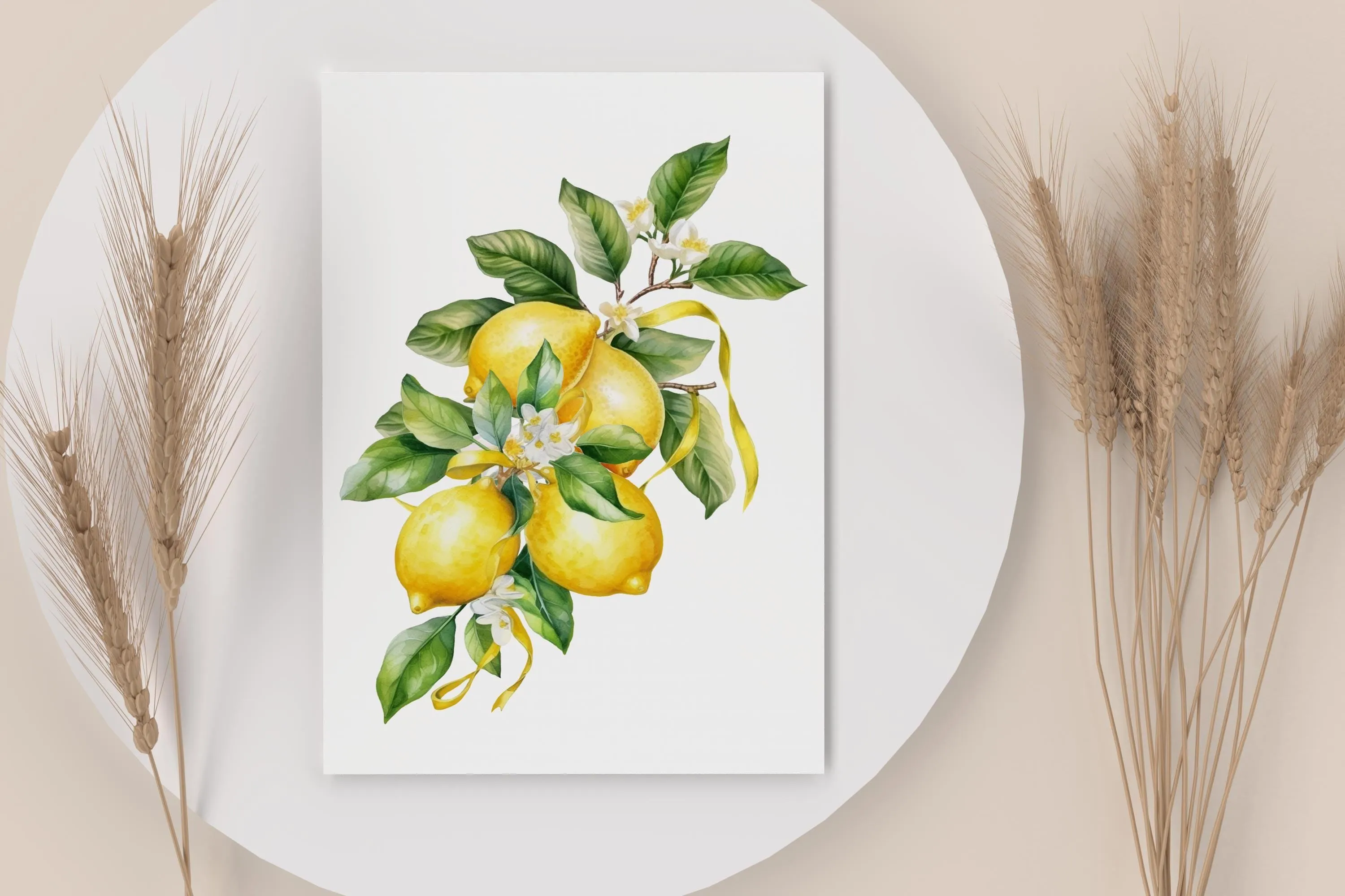 Lemon Greeting Card with Yellow Gingham Back, Fresh Citrus Note Card, Spring & Summer Greeting, Handcrafted Stationery Gift
