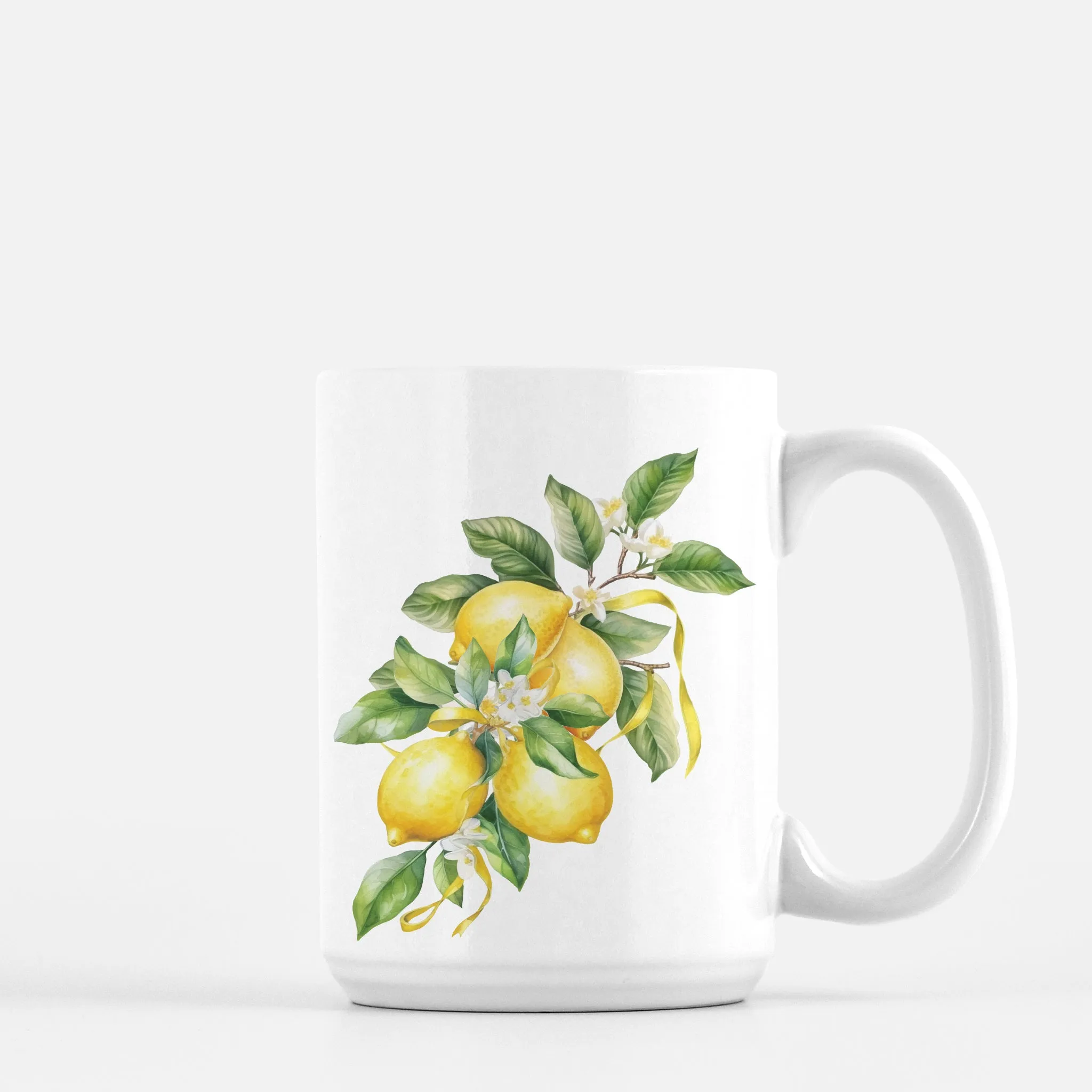 Lemon Lovers ceramic coffee mug | cheerful yellow lemon mug | 11 oz ceramic coffee mug | Preppy Coastal collection