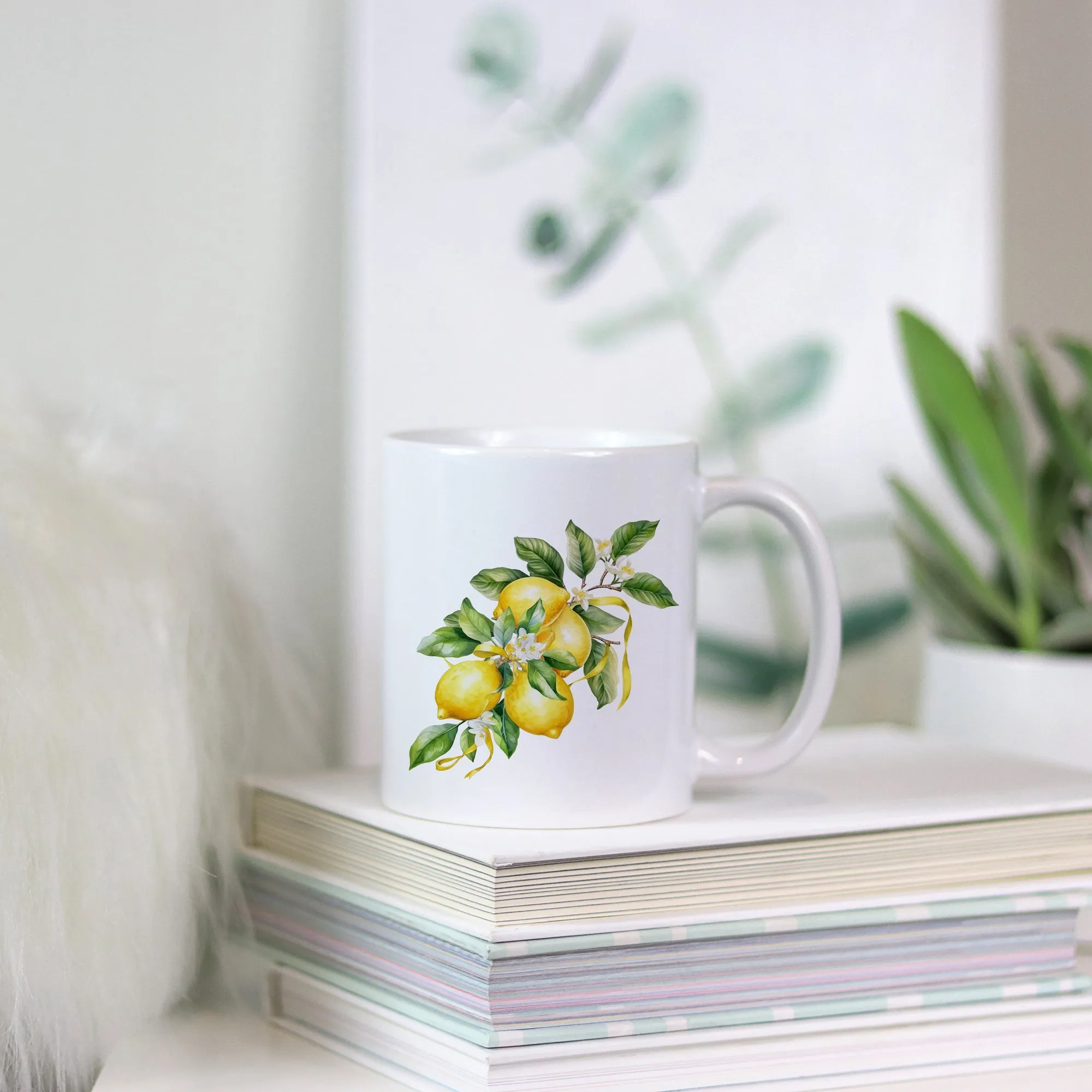 Lemon Lovers ceramic coffee mug | cheerful yellow lemon mug | 11 oz ceramic coffee mug | Preppy Coastal collection